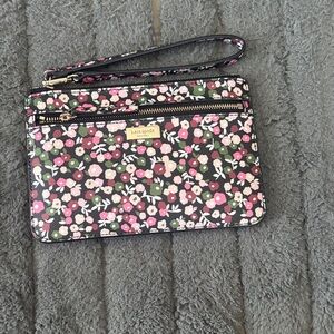 Kate Spade Floral Wristlet Clutch - Black, Pink, and White